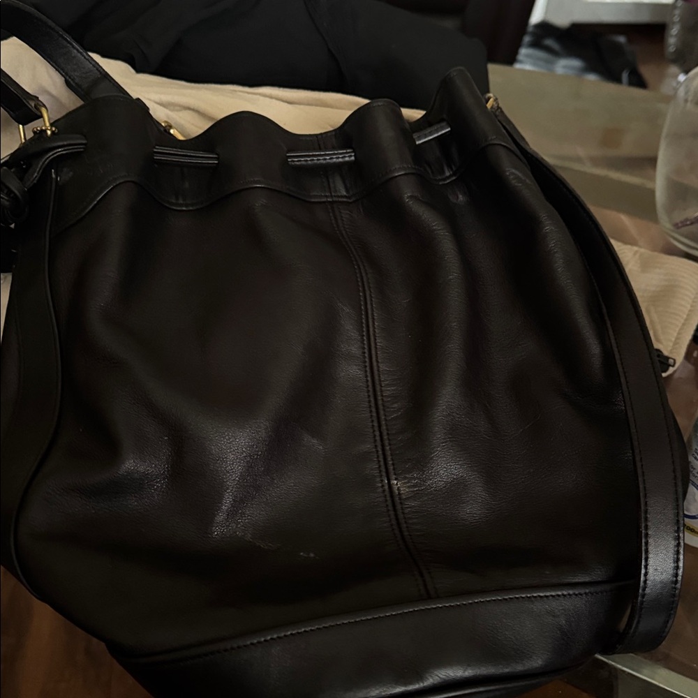 Vintage Coach Black Duffle Drawstring Bucket Bag Style 4022 w/one-sided hangtag!